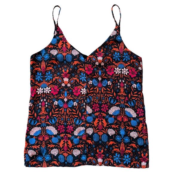 H&M Black Floral Print V Neck Tank Top, 12 - Picture 4 of 6